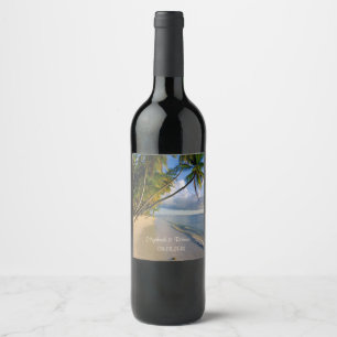 Etiqueta Para Botella De Vino Playa Tropical,Arena,Palmares