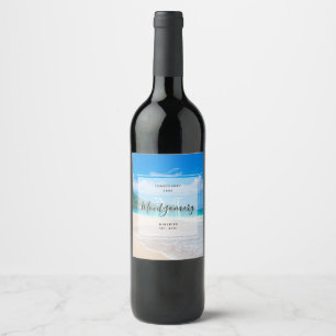 Etiqueta Para Botella De Vino Playa Tropical Escenario De Fotografías De La Cons