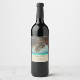 Etiqueta Para Botella De Vino Playa Tropical, Palm
