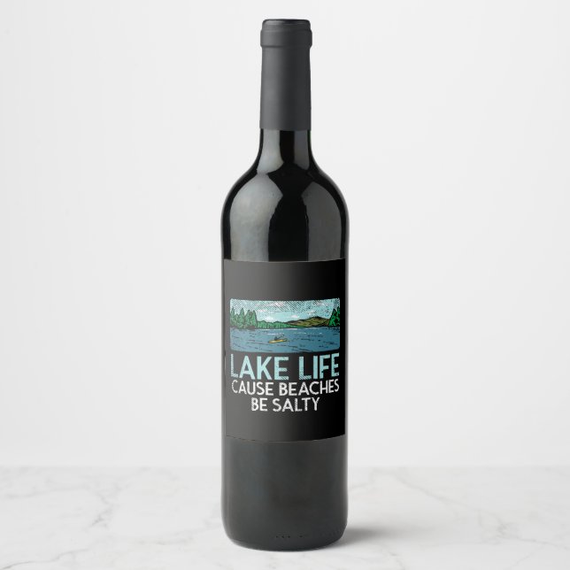 Etiqueta Para Botella De Vino Playas Salty de Lake Life (Anverso)