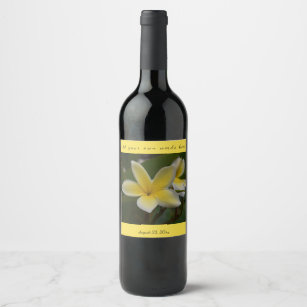 Etiqueta Para Botella De Vino Plumeria amarillo