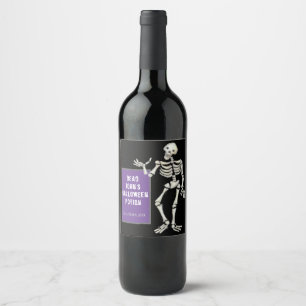 Etiqueta Para Botella De Vino Poción de Halloween Muerta, Fiesta de Skeleton
