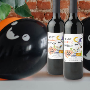 Etiqueta Para Botella De Vino Poción para Hacer Bebés Fiesta de Bebé de Hallowee