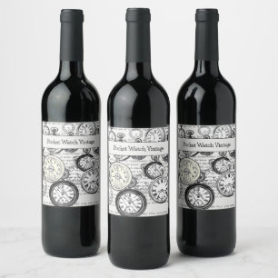 Etiqueta Para Botella De Vino Pocket Watch de Victoria Alicia en el país de las
