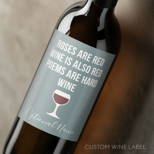Etiqueta Para Botella De Vino Poema de vino gracioso - El vino es poesía roja di