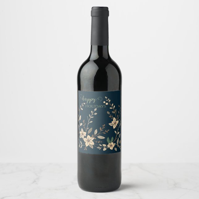 Etiqueta Para Botella De Vino Poinsettia (Anverso)