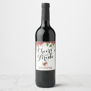 Etiqueta Para Botella De Vino Poinsettia de Vacaciones de Navidad Salud por la N