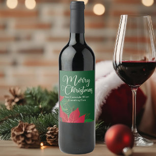 Etiqueta Para Botella De Vino Poinsettia elegante personalizable para fiesta de 