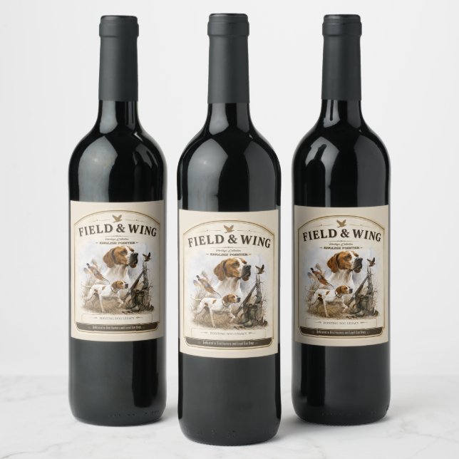 Etiqueta Para Botella De Vino Pointer Inglés   (Botellas)
