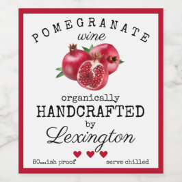 Etiqueta Para Botella De Vino Pomegranato Orgánico Casero
