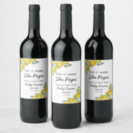Etiqueta Para Botella De Vino Pop it When Pops Citrus Lemon Baby Shower Wine