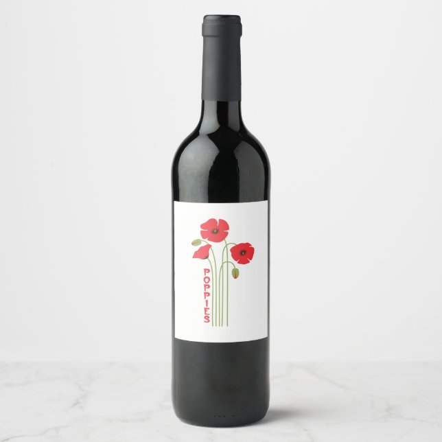 Etiqueta Para Botella De Vino Poppies (Anverso)