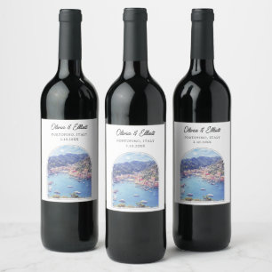 Etiqueta Para Botella De Vino Portofino Wedding Favor Italia Personalizada