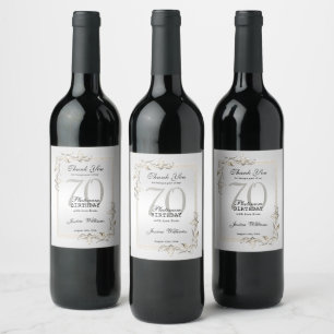 Etiqueta Para Botella De Vino Posh 70 Aniversario Platinum