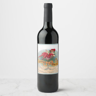 Etiqueta Para Botella De Vino Póster de mujer vintage en copa de champán: bar de