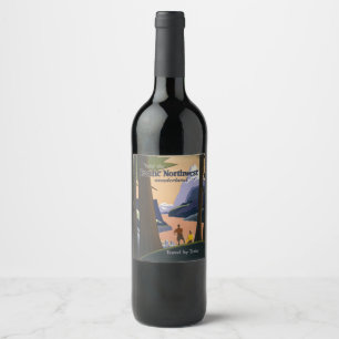 Etiqueta Para Botella De Vino Póster de viaje vintage del Pacífico Noroeste 1925