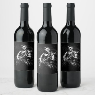 Etiqueta Para Botella De Vino President Abraham Lincoln Playing Guitar