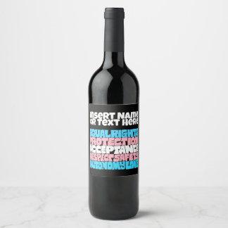 Etiqueta Para Botella De Vino PRIDE Derechos transgénero bandera del arte de la