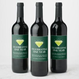 Etiqueta Para Botella De Vino Primer aniversario de boda perdot favor verde