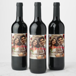 Etiqueta Para Botella De Vino Primer Día de San Valentín juntos | Foto Español