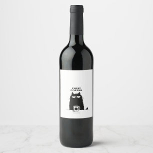 Etiqueta Para Botella De Vino Primero Café Luego Maullido – Amante del Café y Ga