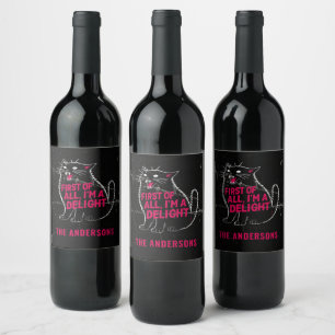 Etiqueta Para Botella De Vino Primero que nada soy un delicioso gato negro rugie
