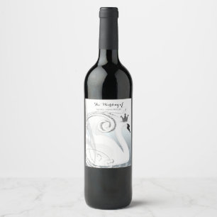 Etiqueta Para Botella De Vino Princesa Cisne Plata y Blanco Vino Personalizado E