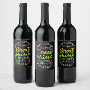 Etiqueta Para Botella De Vino Profesor de Música - Ayuda a los Niños a Hacer Mús