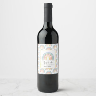 Etiqueta Para Botella De Vino Profesora moderna de acuarela arcoíris gracias reg