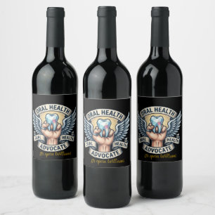 Etiqueta Para Botella De Vino Promotor de Salud Oral Higienista Dental