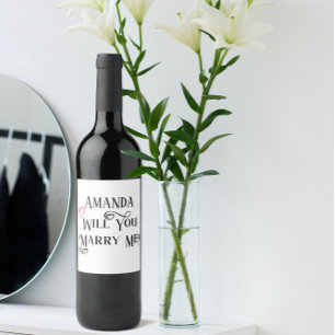 Etiqueta Para Botella De Vino Propuesta boda ¿Se casará conmigo?