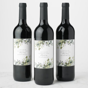 Etiqueta Para Botella De Vino Propuesta de Dama de Honor con Florales Azules Pol