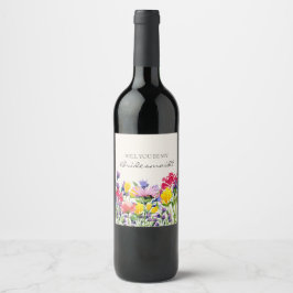 Etiqueta Para Botella De Vino Propuesta de Dama de Honor con Flores Silvestres A
