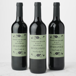 Etiqueta Para Botella De Vino Propuesta de la dama de honor guión Moto floral Sa