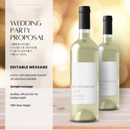 Etiqueta Para Botella De Vino Propuesta minimalista de la dama de honor