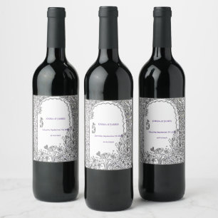 Etiqueta Para Botella De Vino Puerta de Boda de Jardín Elegante y Caprichosa