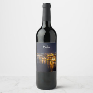 Etiqueta Para Botella De Vino Puerto de Malta iluminado por la noche