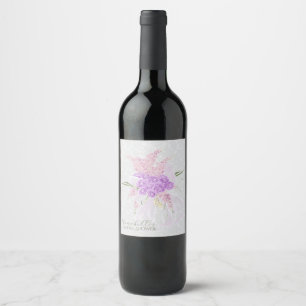 Etiqueta Para Botella De Vino Puerto Madero Lazo de Lila Transparente sobre Gris