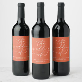 Etiqueta Para Botella De Vino Puesta de sol de Verona Caligrafía elegante Boda m