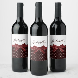 Etiqueta Para Botella De Vino Puntos de polka y reverencia