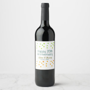 Etiqueta Para Botella De Vino Puntos dorados brillantes feliz aniversario de bod