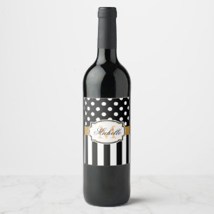 Etiqueta Para Botella De Vino Puntos y franjas