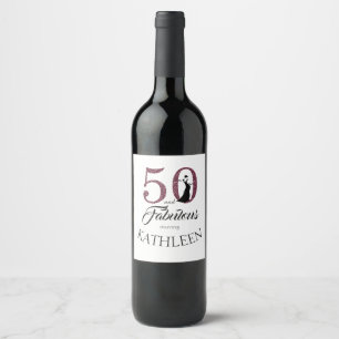 Etiqueta Para Botella De Vino Purple 50 y fabuloso nombre personalizado de la fi
