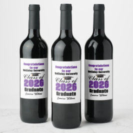 Etiqueta Para Botella De Vino Purple Class of 2026 Graduation Party Custom