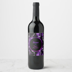 Etiqueta Para Botella De Vino Púrpura Mariposa Swirl