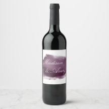 Púrpura Pluma moderna acuarela Boda romántico