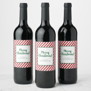 Etiqueta Para Botella De Vino Purpurina Candy Cane Striped Company