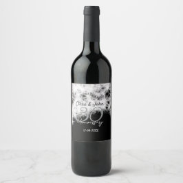 Etiqueta Para Botella De Vino Purpurina de aniversario de 30 bodas gris plateado