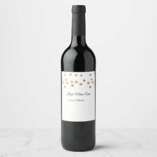 Etiqueta Para Botella De Vino Purpurina de bolas doradas mejor mamá jamás agrega