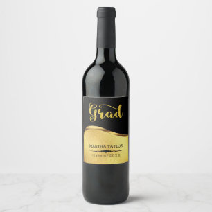 Etiqueta Para Botella De Vino Purpurina De Oro Y Damasco